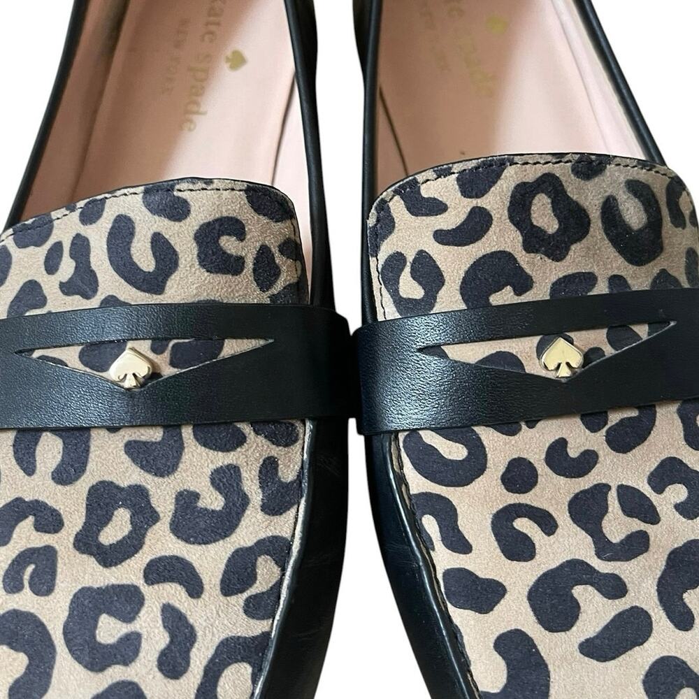 Kate Spade Size 8 Crista Leopard Penny Loafers Preppy Chic Animal Print Flats - Picture 7 of 11